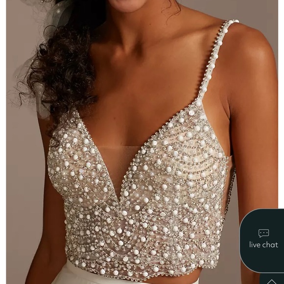 DB studio embellished spaghetti strap wedding top - Picture 5 of 5